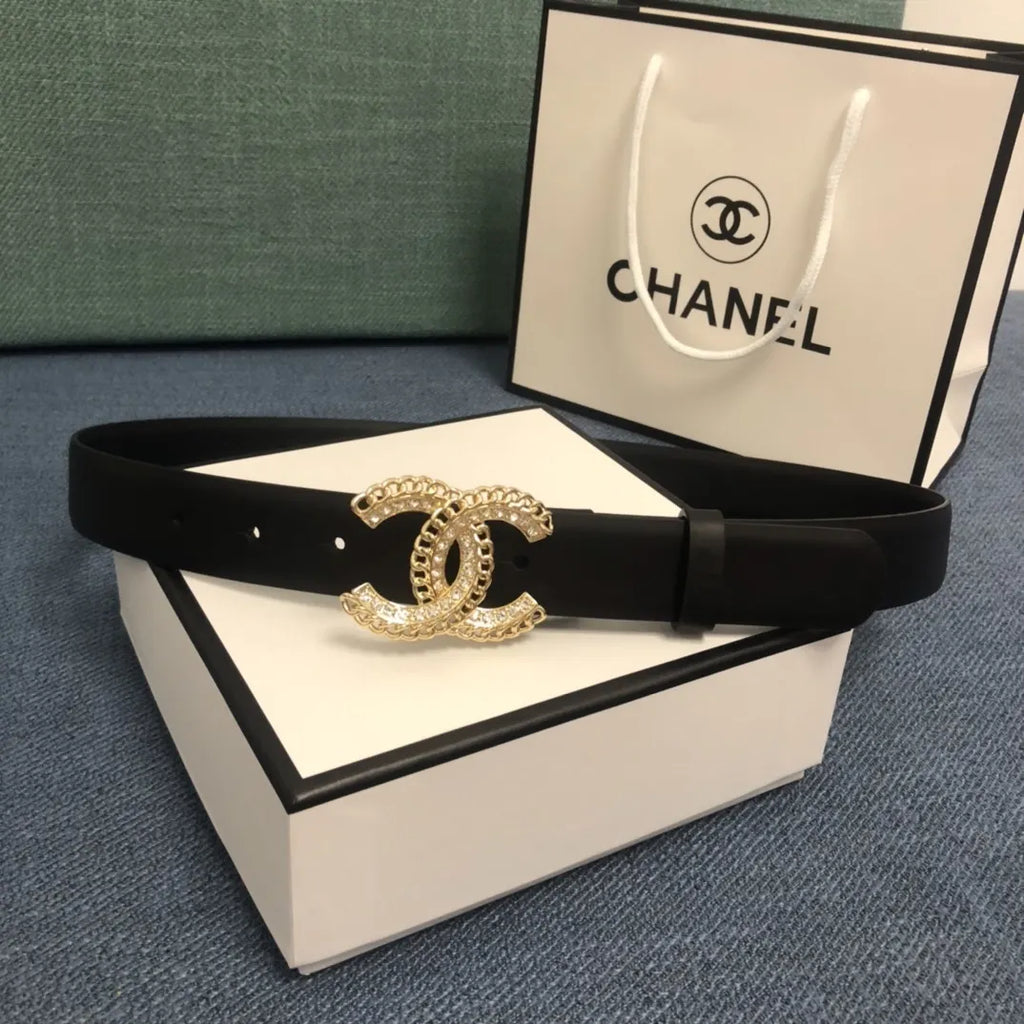 Chanel Gold Chain Black Belt - Hình 4