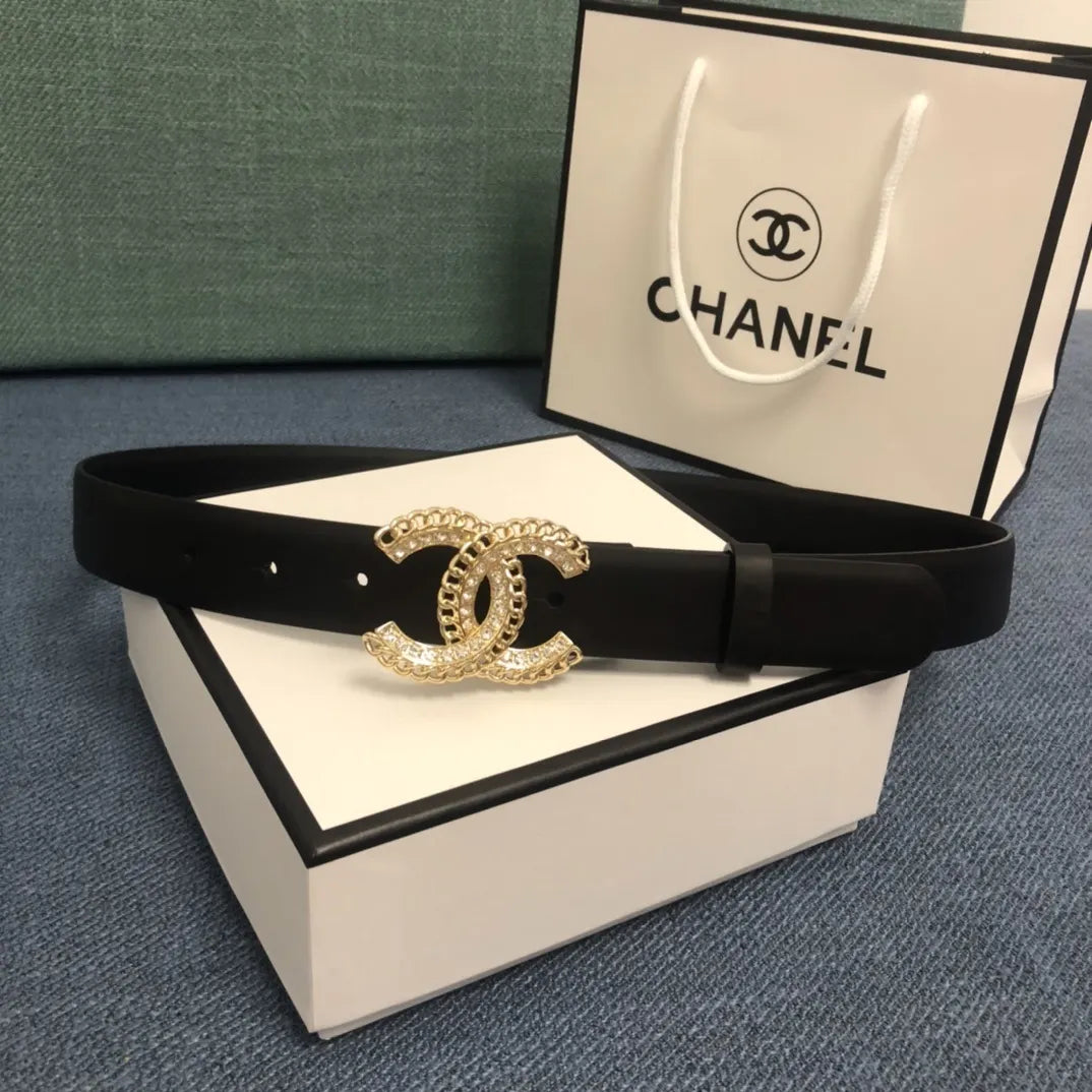 Chanel Gold Chain Black Belt - Hình 4