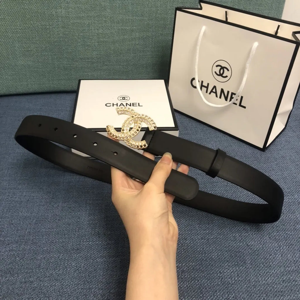 Chanel Gold Chain Black Belt - Hình 6