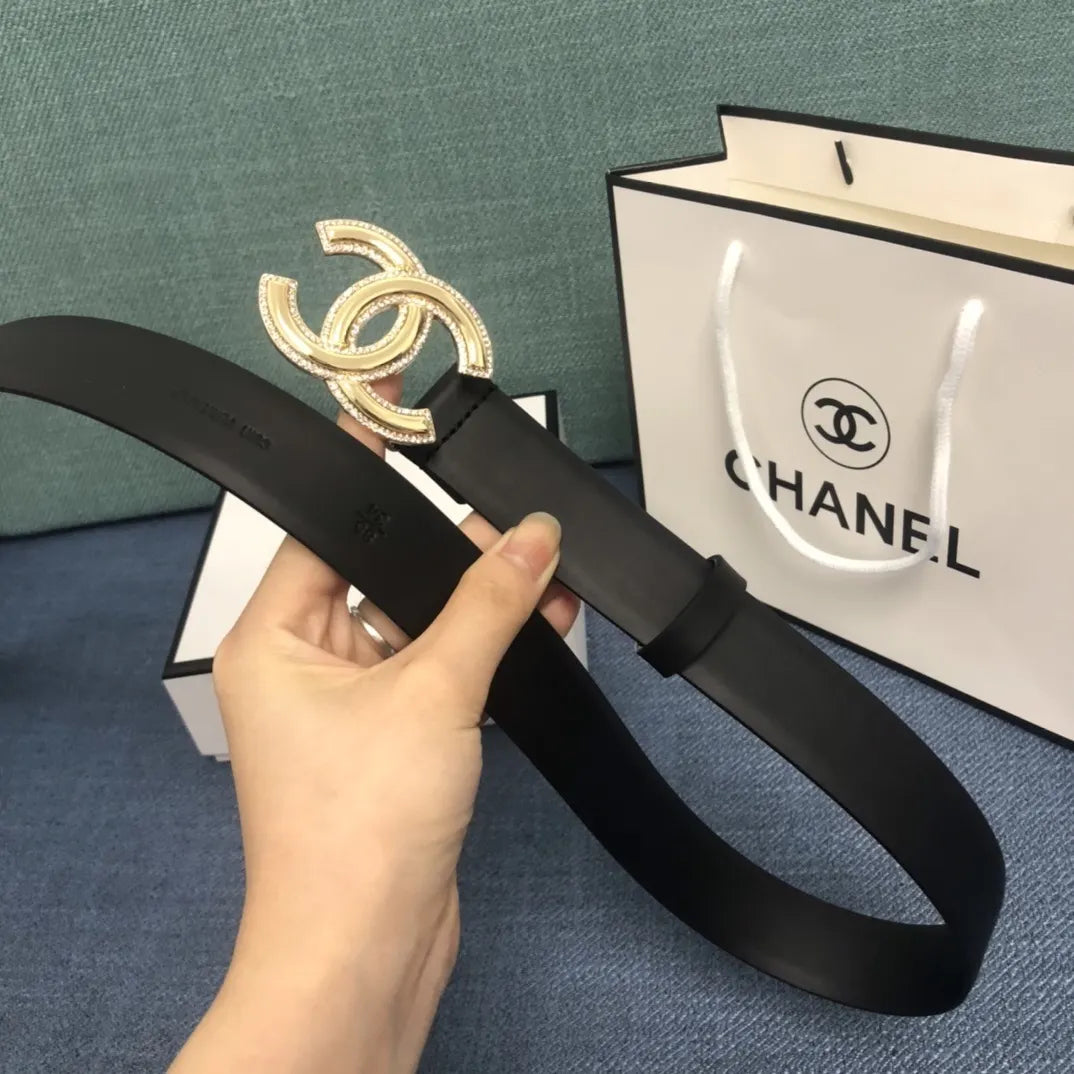 Chanel Black Crystal CC Belt - Hình 2