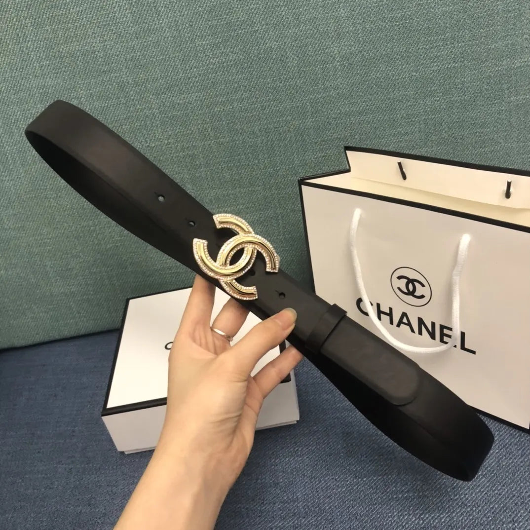 Chanel Black Crystal CC Belt - Hình 3