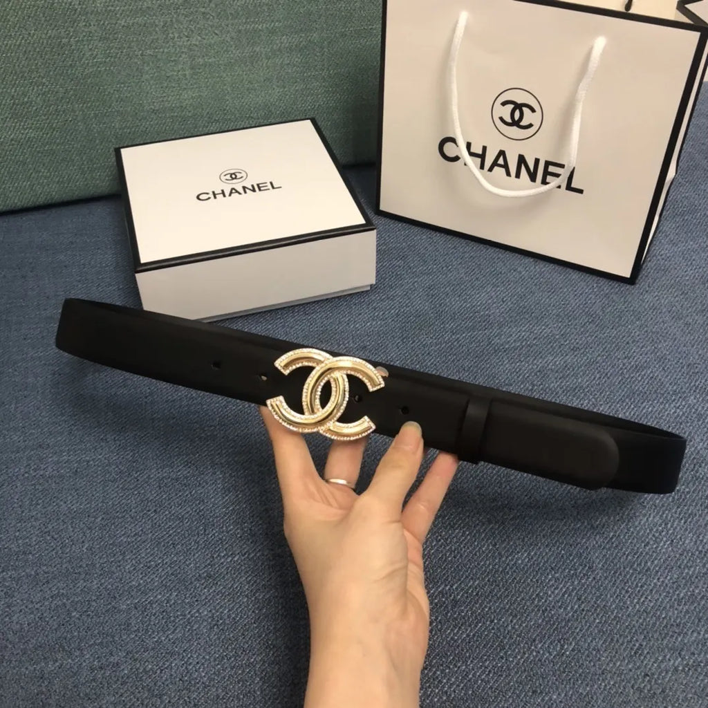 Chanel Black Crystal CC Belt - Hình 4