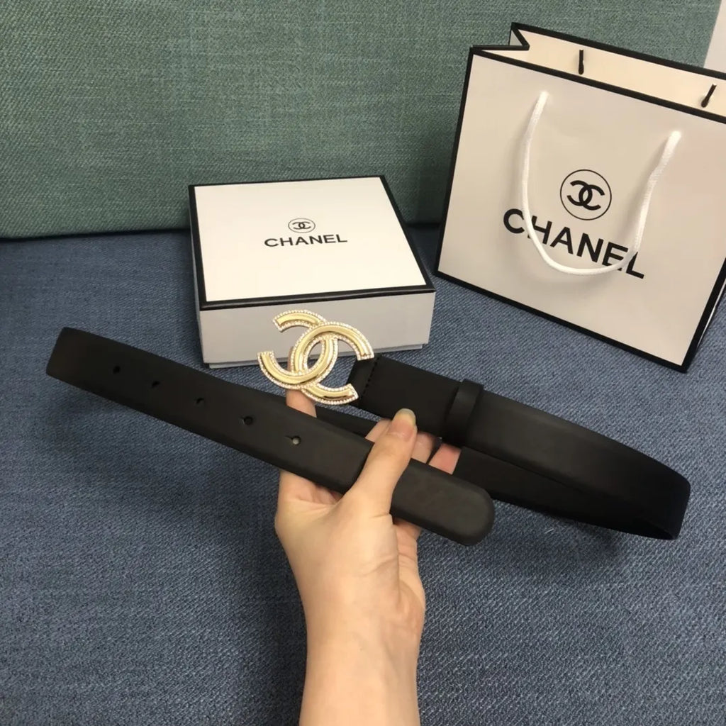 Chanel Black Crystal CC Belt - Hình 5