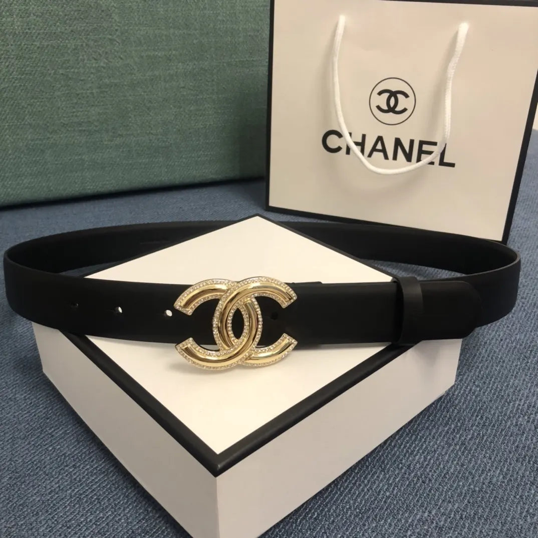 Chanel Black Crystal CC Belt - Hình 6
