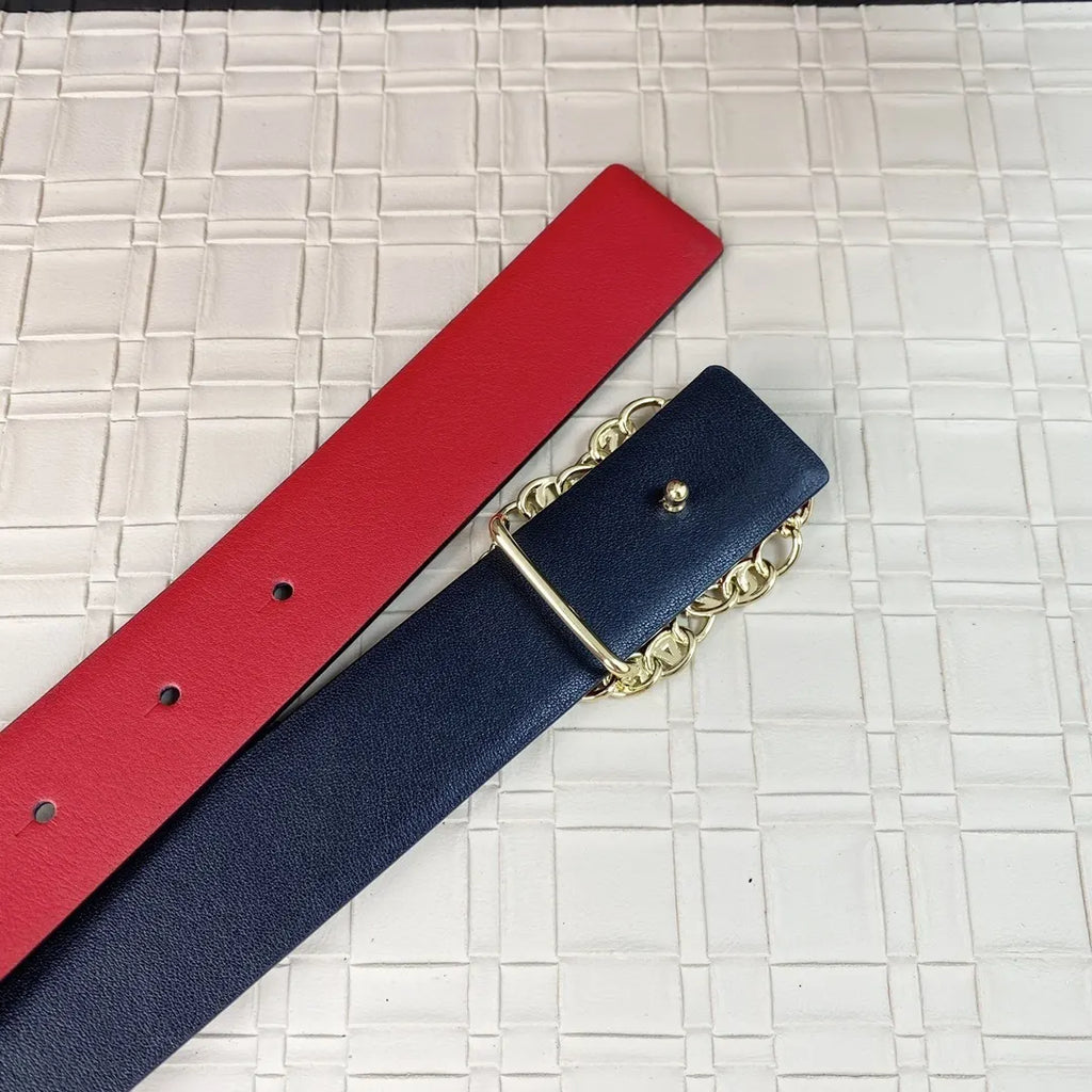 crystal chain Chanel Red Leather Belt - Hình 4