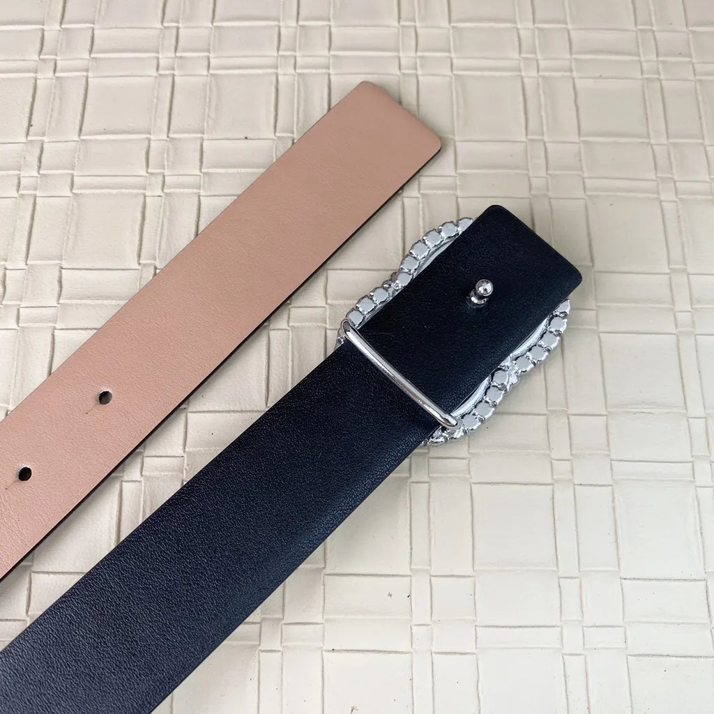 Chanel Nude Leather Belt Crystal - Hình 3