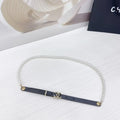 Chanel Pearl Black Leather Belt