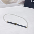 Chanel Black Leather Pearl Belt