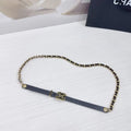 gold Chanel Black Leather Chain Belt