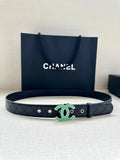 turquoise Chanel Black Quilted Belt