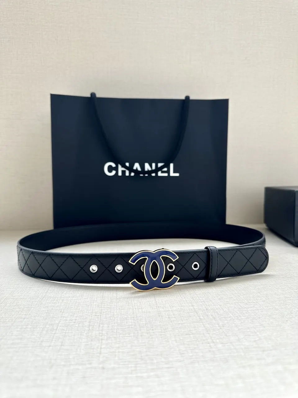 Chanel Quilted Leather Blue Belt