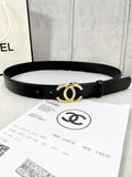 Chanel Crystal CC Black Belt leather gold