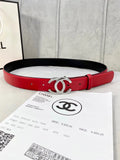 Chanel Red Leather Belt Crystal