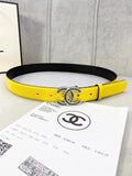 rhinestone cc Chanel Yellow Leather Belt