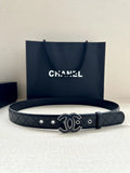 Quilted Chanel Black Leather Belt