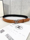 crystal Chanel Caramel Leather Belt