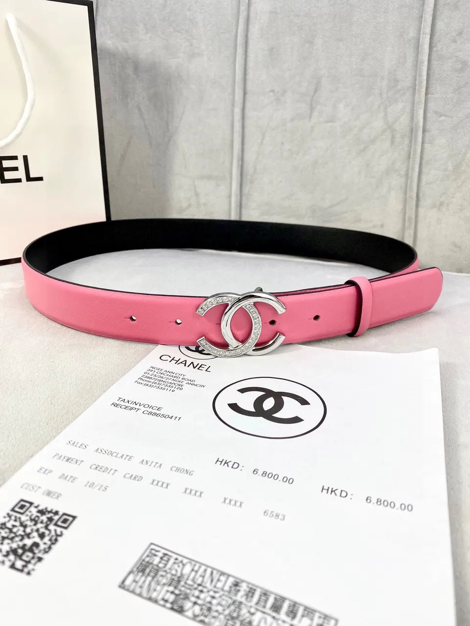 Chanel Candy Pink Leather Belt