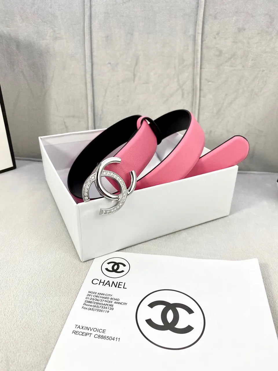 Chanel Candy Pink Leather Belt - Hình 2