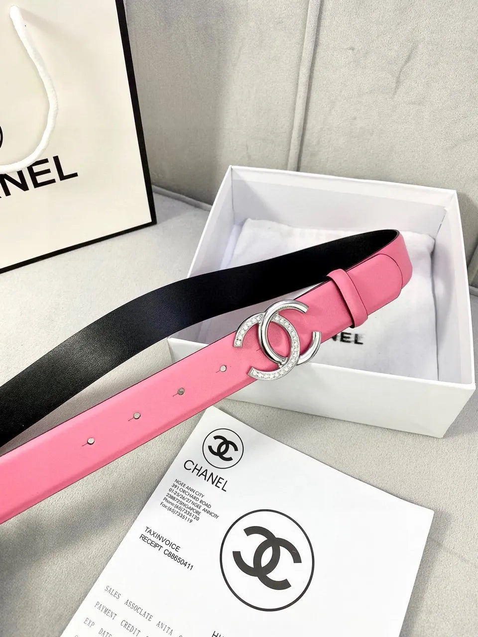 Chanel Candy Pink Leather Belt - Hình 4