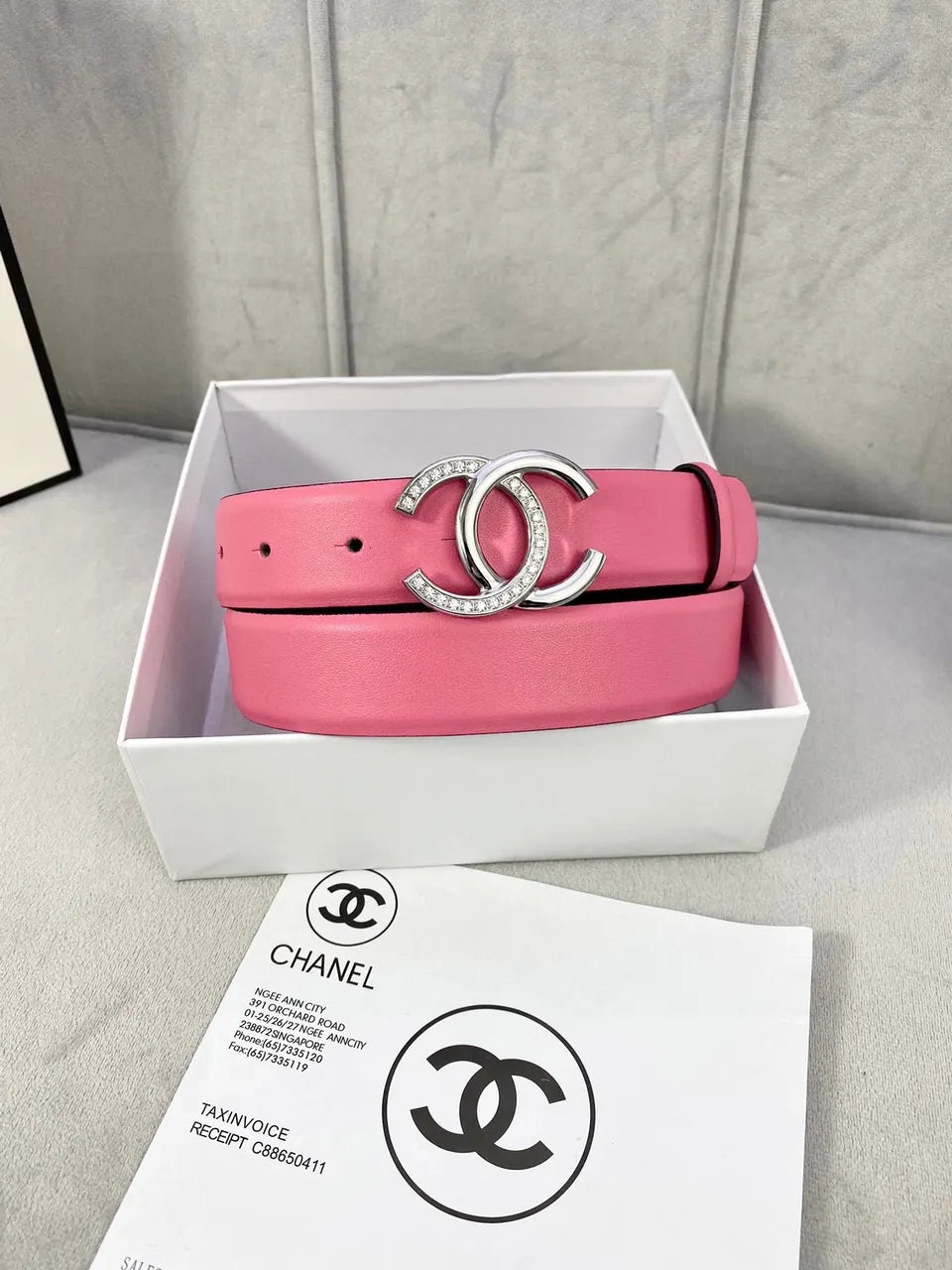 Chanel Candy Pink Leather Belt - Hình 5