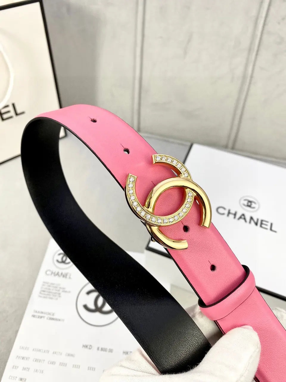 Chanel Candy Pink Leather Belt - Hình 6