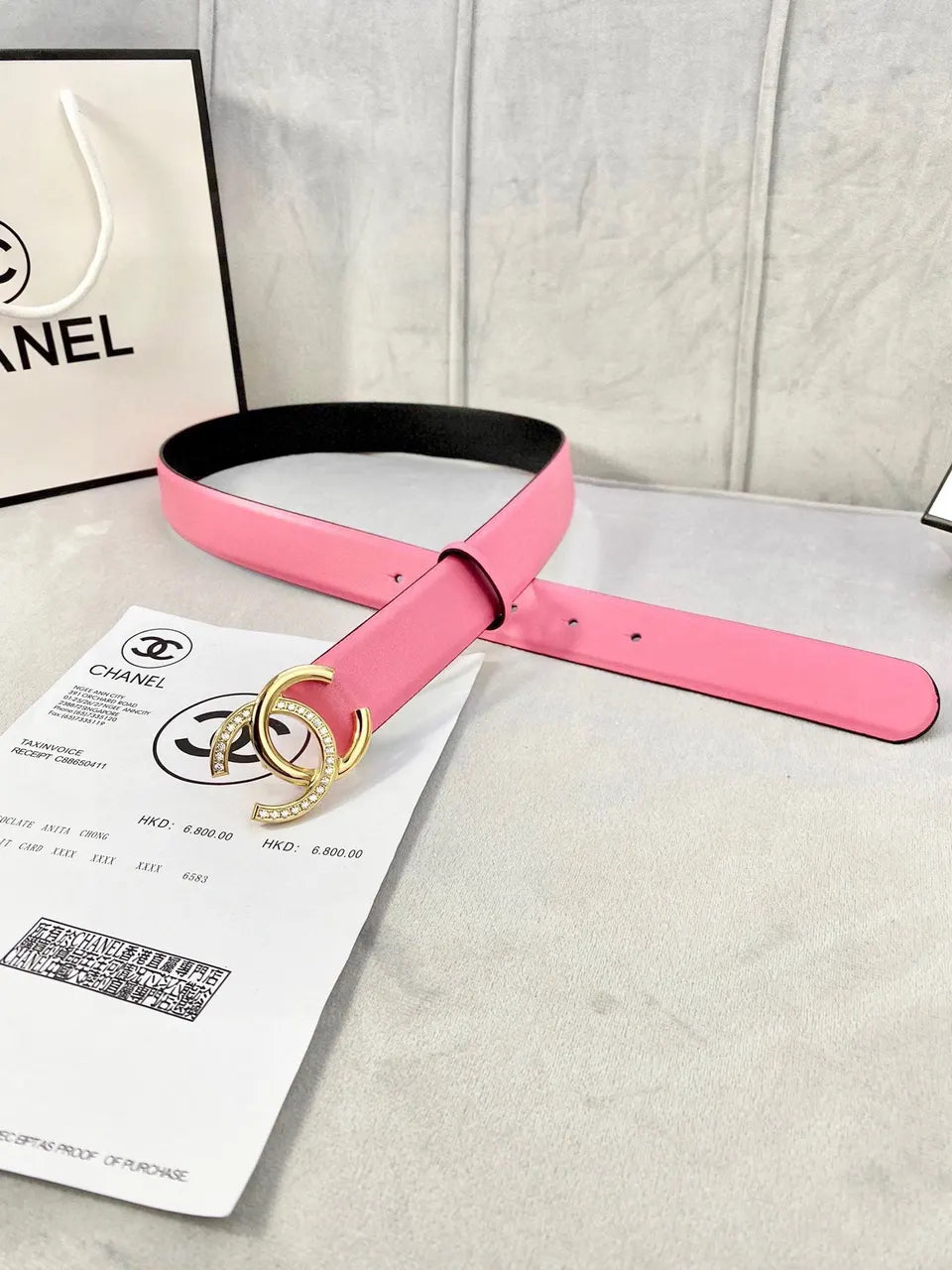 Chanel Candy Pink Leather Belt - Hình 7
