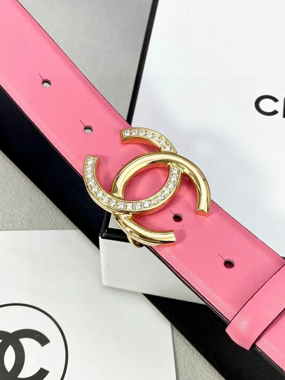 Chanel Candy Pink Leather Belt - Hình 8