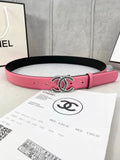 silver crystal Chanel Pink Leather Belt