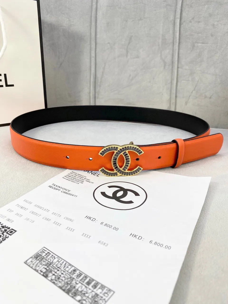 Chanel Tangerine Leather Belt