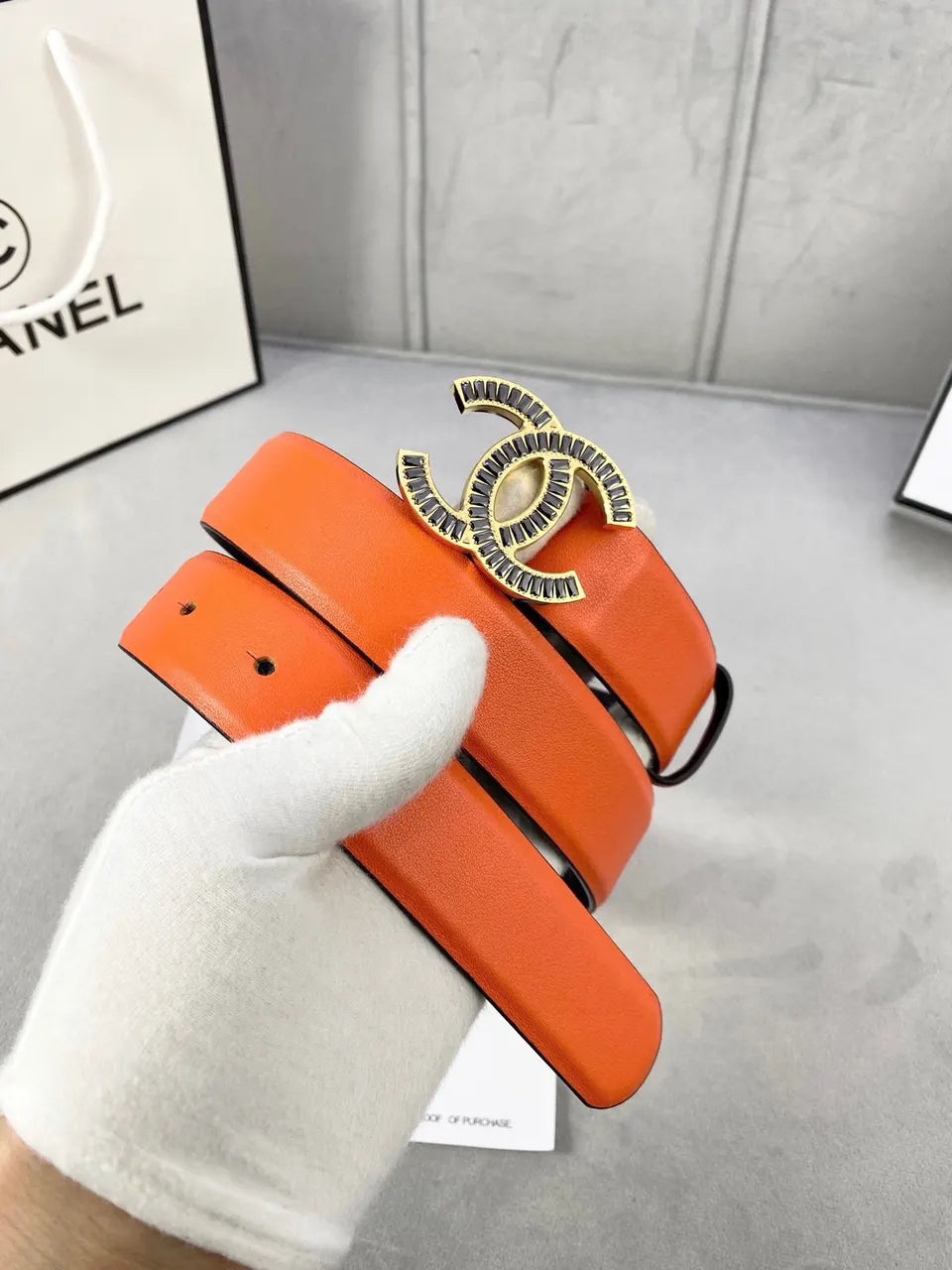 Chanel Tangerine Leather Belt - Hình 2