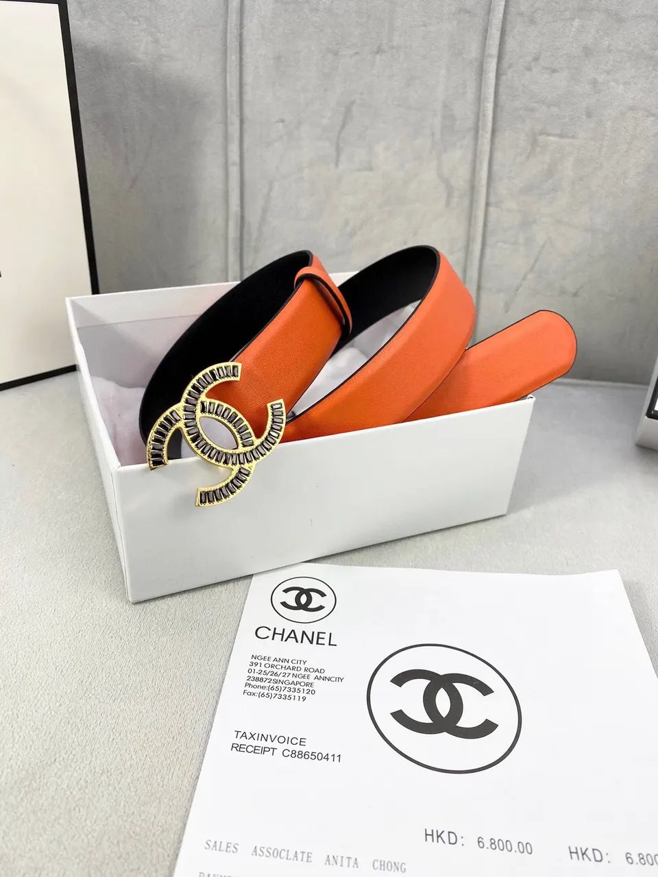 Chanel Tangerine Leather Belt - Hình 3
