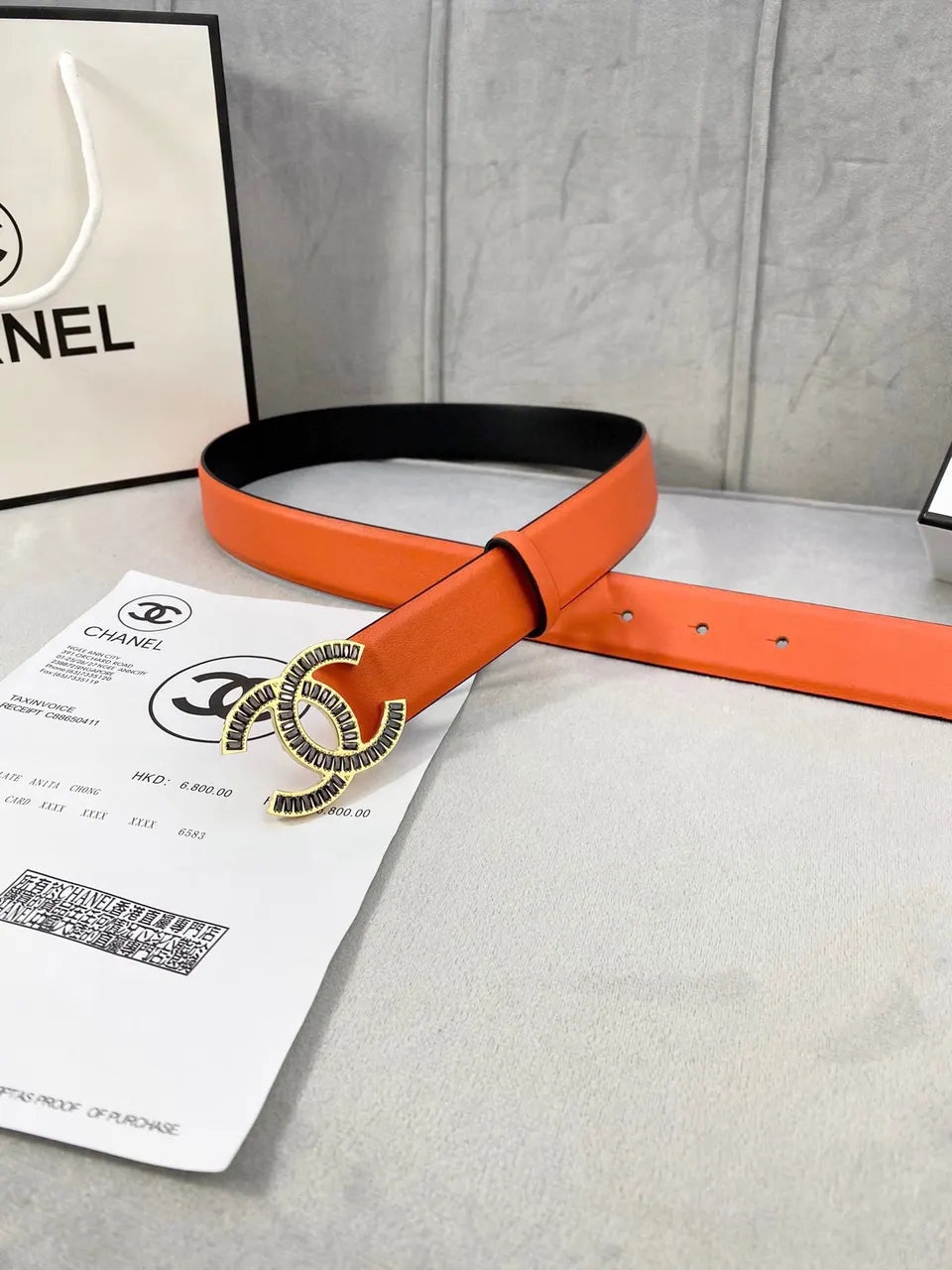 Chanel Tangerine Leather Belt - Hình 5