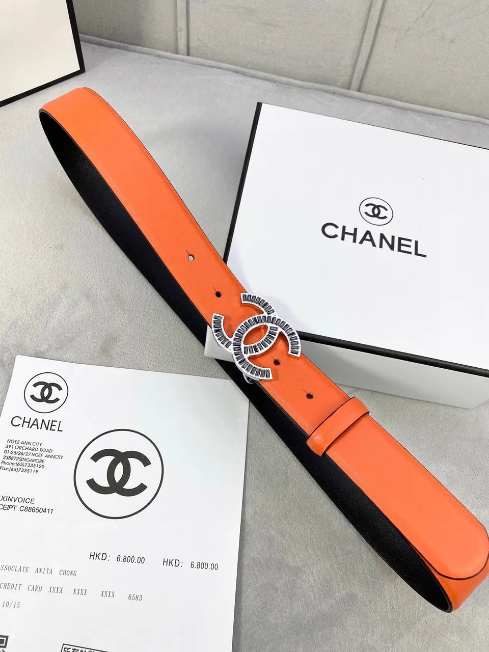 Chanel Tangerine Leather Belt - Hình 6