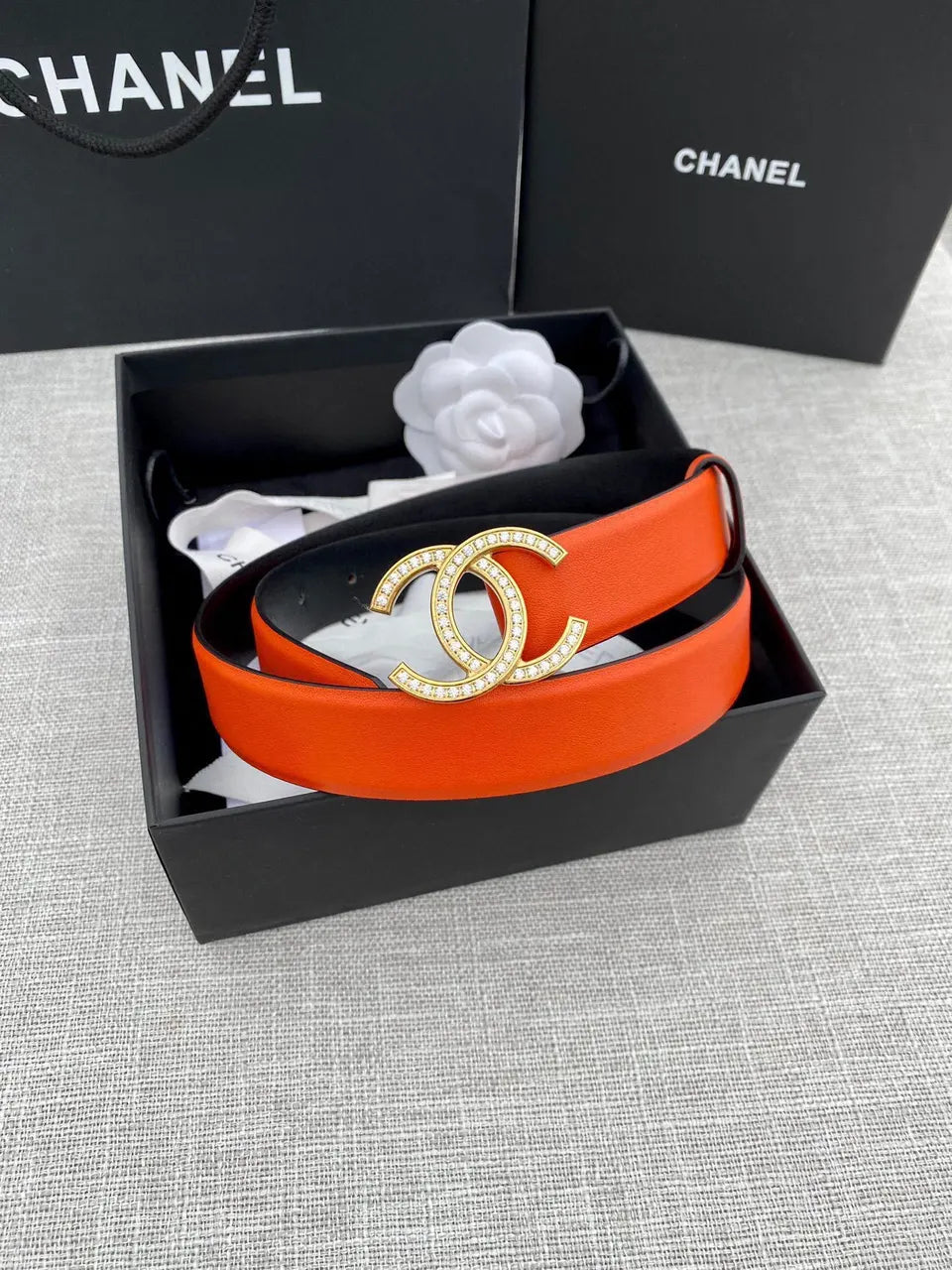 Chanel Tangerine Leather Belt - Hình 3