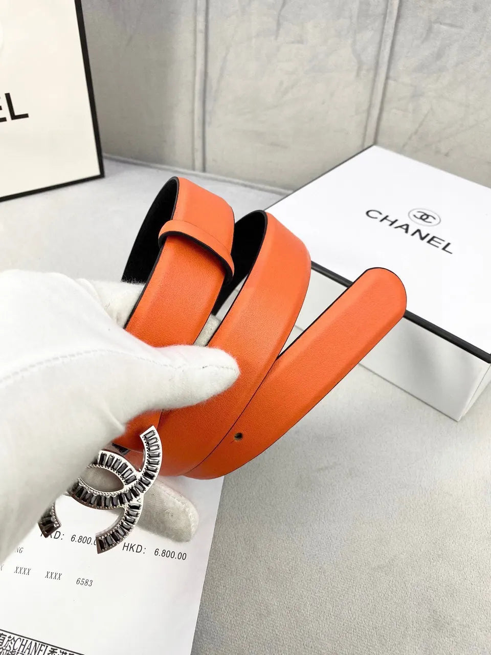 Chanel Tangerine Leather Belt - Hình 8