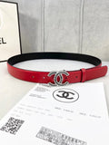 Chanel Red Leather Crystal Belt