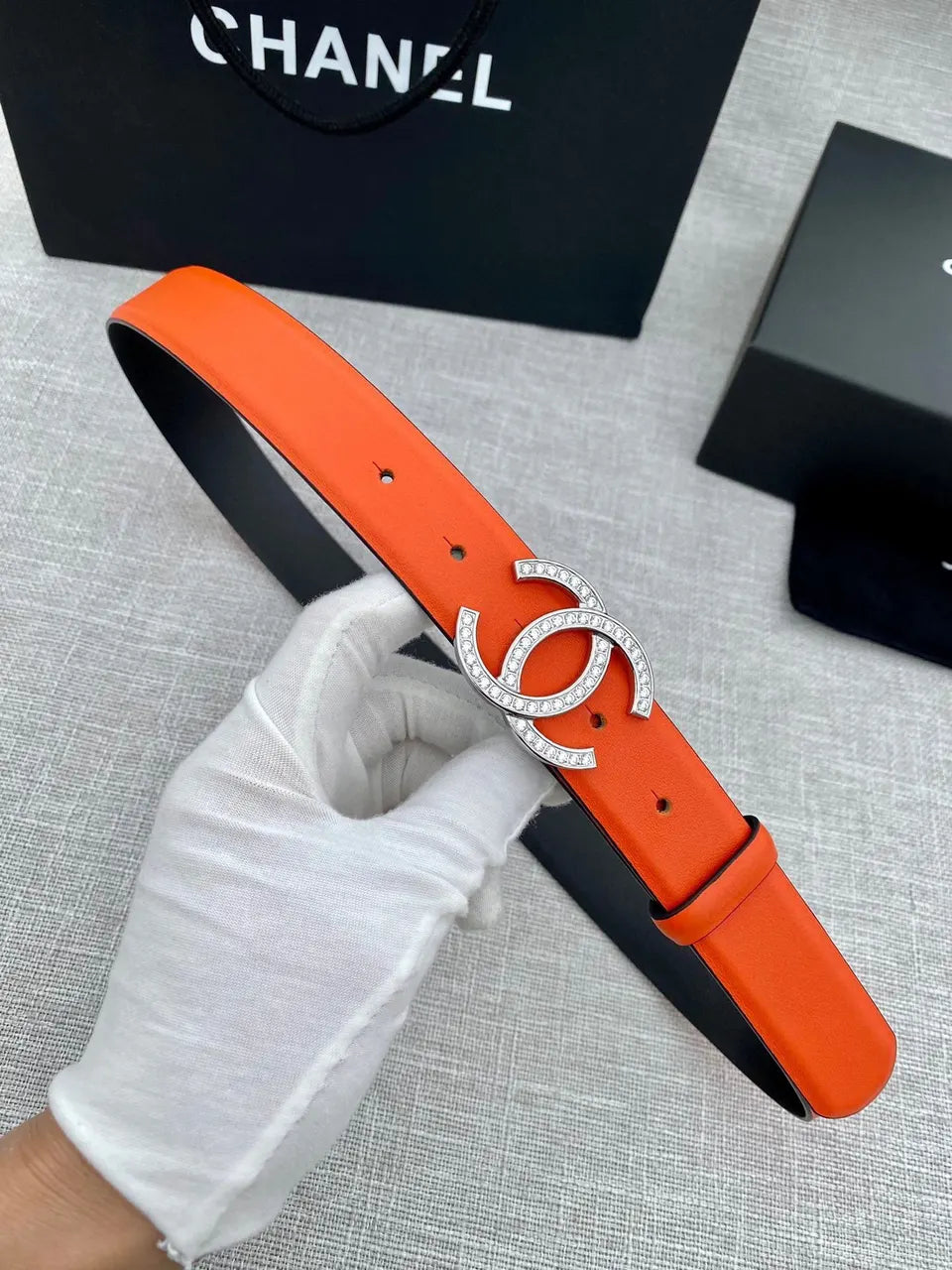 Chanel Tangerine Leather Belt - Hình 6