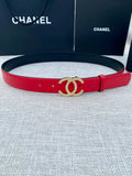 golden Chanel Red Leather Belt