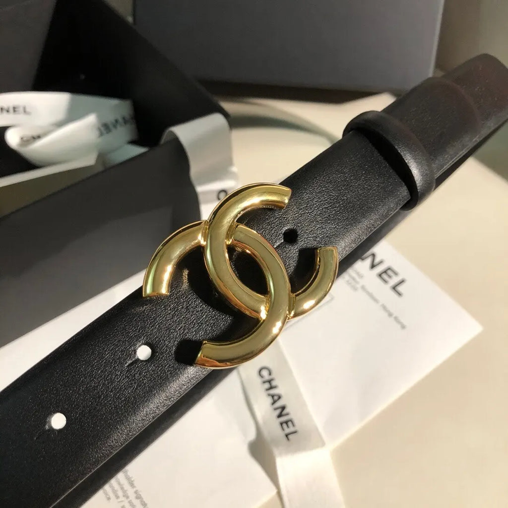 Chanel Black Leather Gold CC Belt classic - Hình 5
