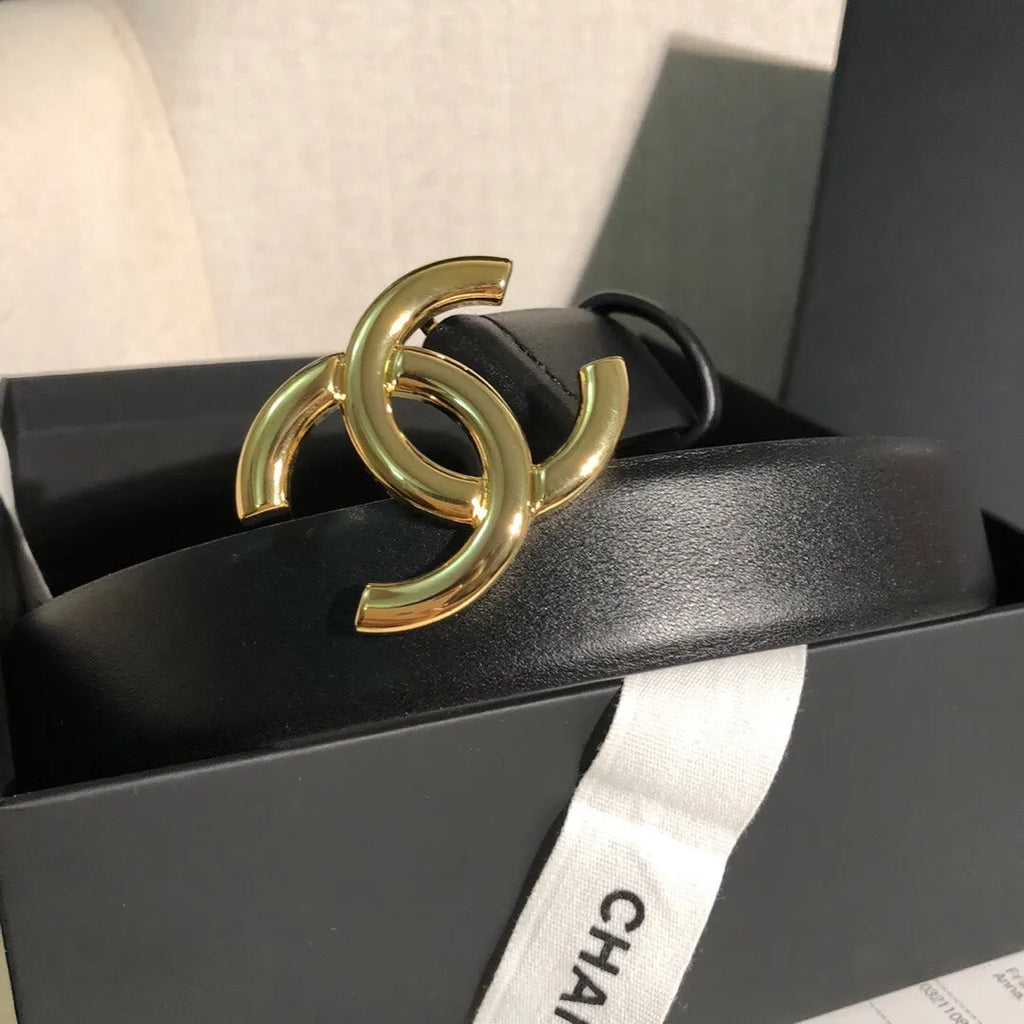 Chanel Black Leather Gold CC Belt classic - Hình 6