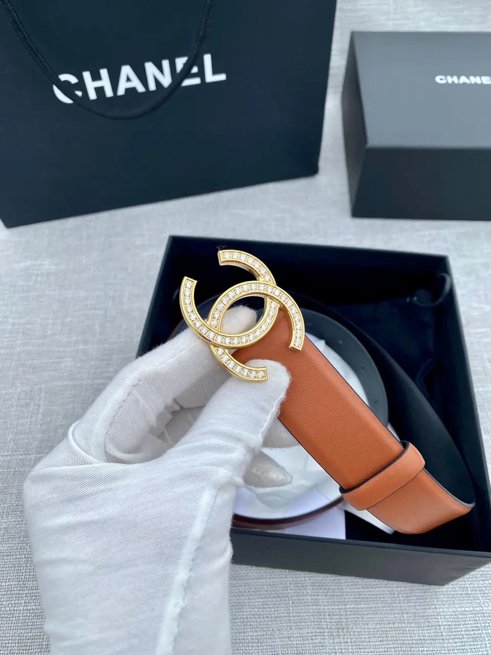 Chanel Cognac Leather Belt - Hình 2