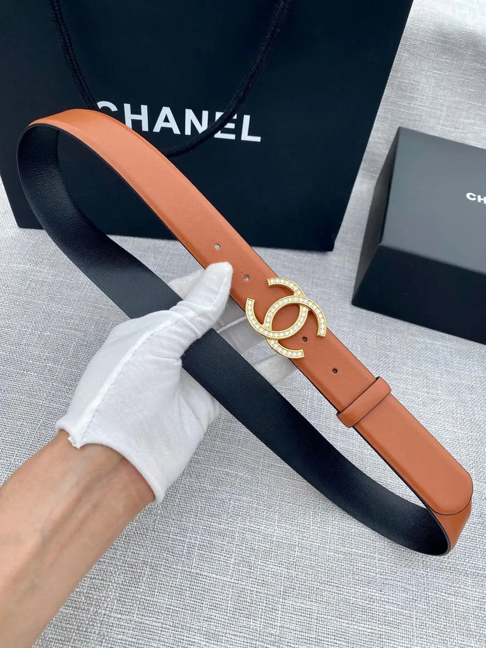 Chanel Cognac Leather Belt - Hình 4