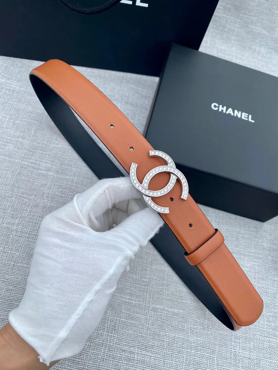 Chanel Cognac Leather Belt - Hình 6