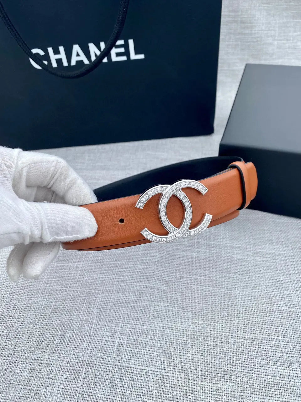 Chanel Cognac Leather Belt - Hình 7