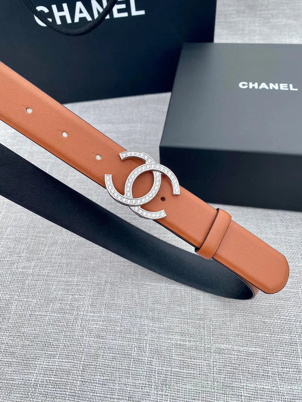 Chanel Cognac Leather Belt - Hình 8