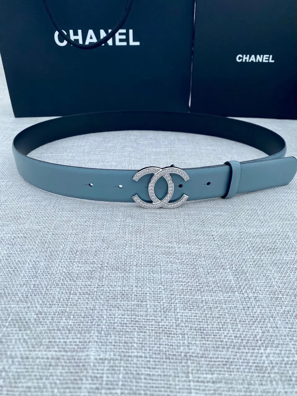 Chanel Blue Leather Belt