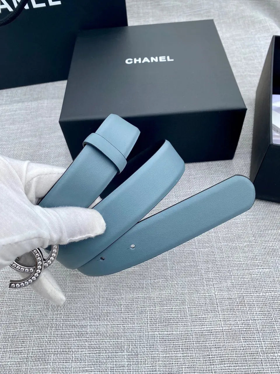 Chanel Blue Leather Belt - Hình 2