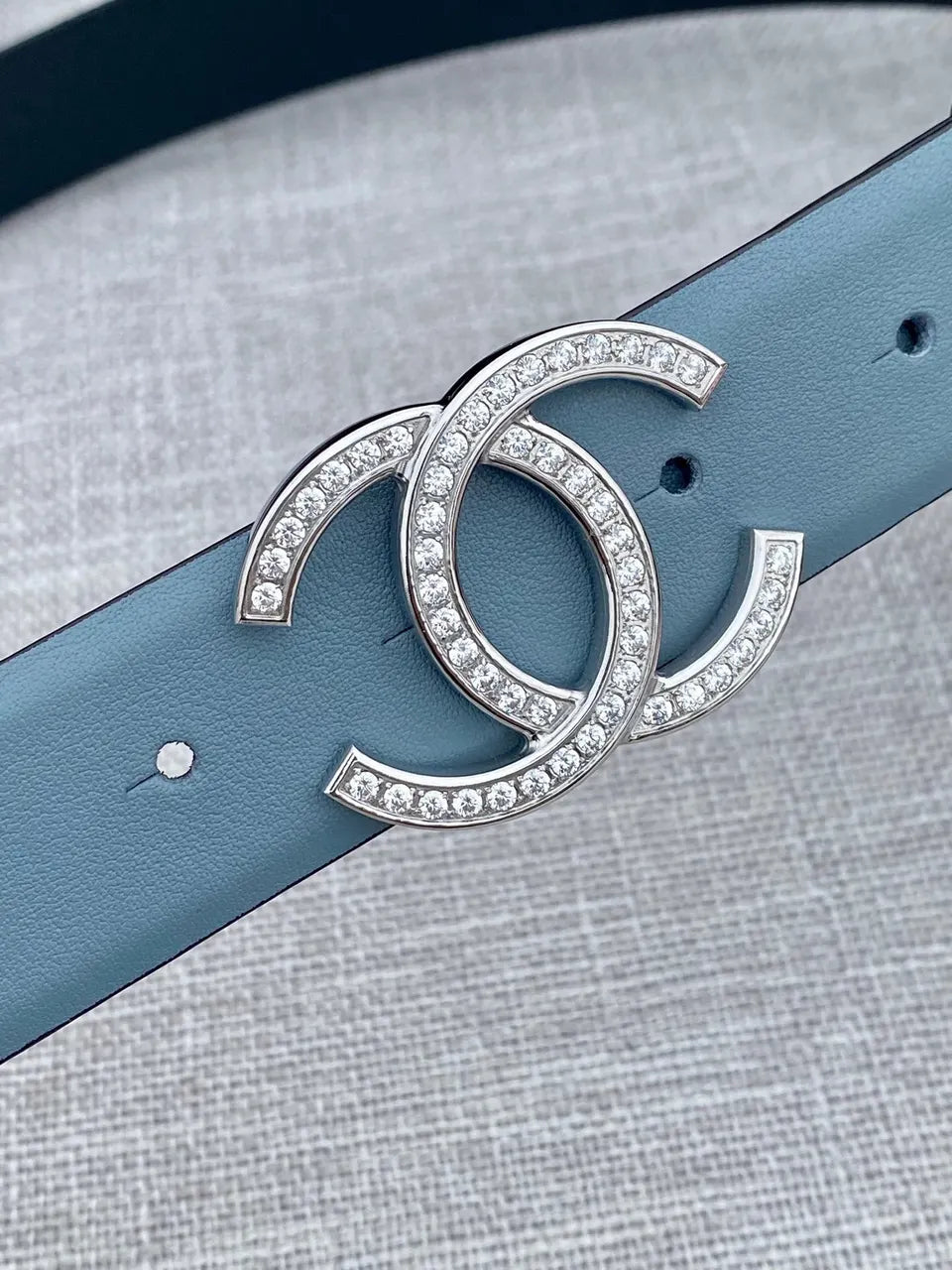 Chanel Blue Leather Belt - Hình 3