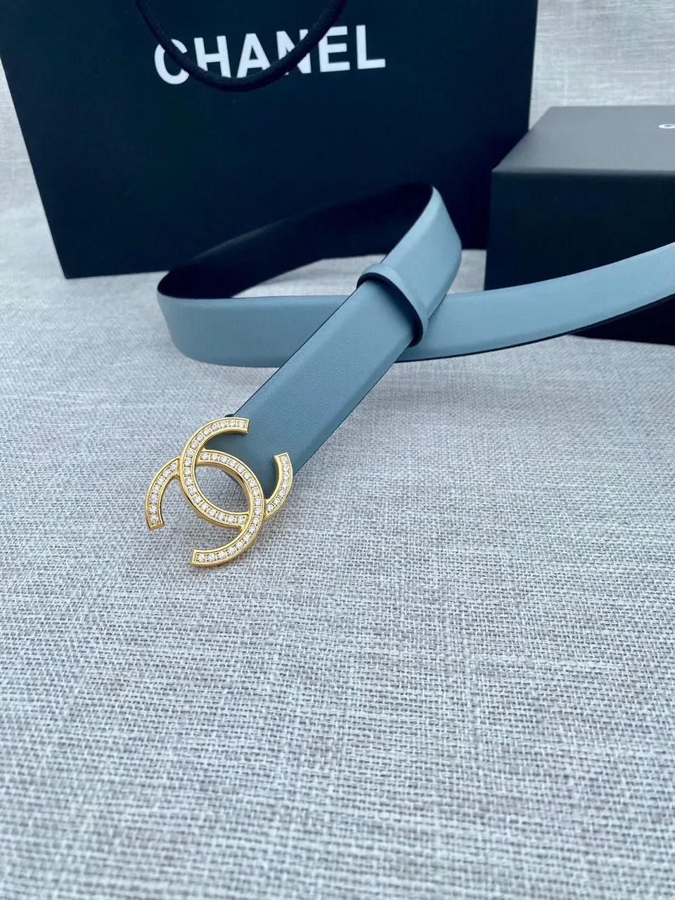 Chanel Blue Leather Belt - Hình 7