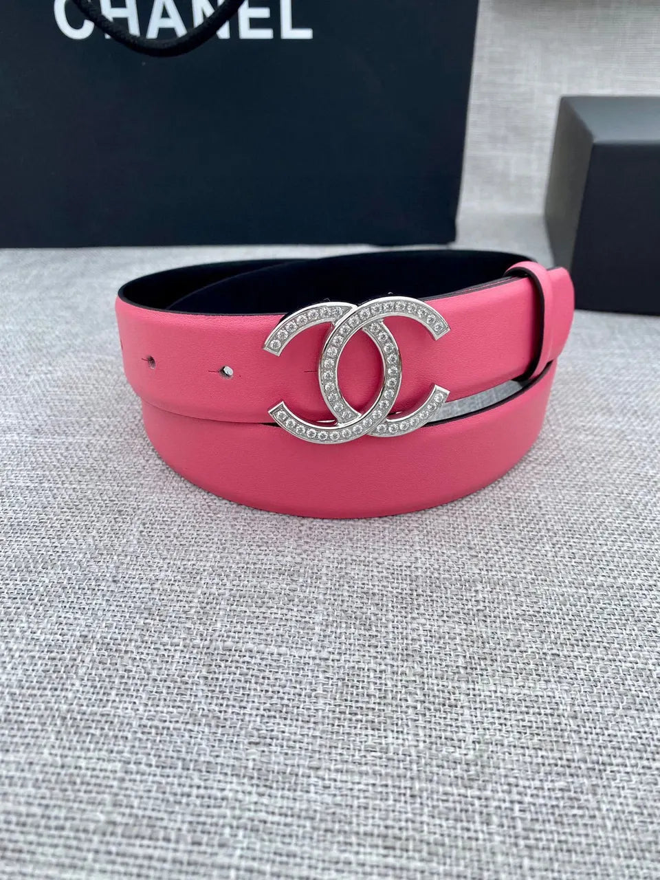 Chanel Hot Pink Leather Belt - Hình 3